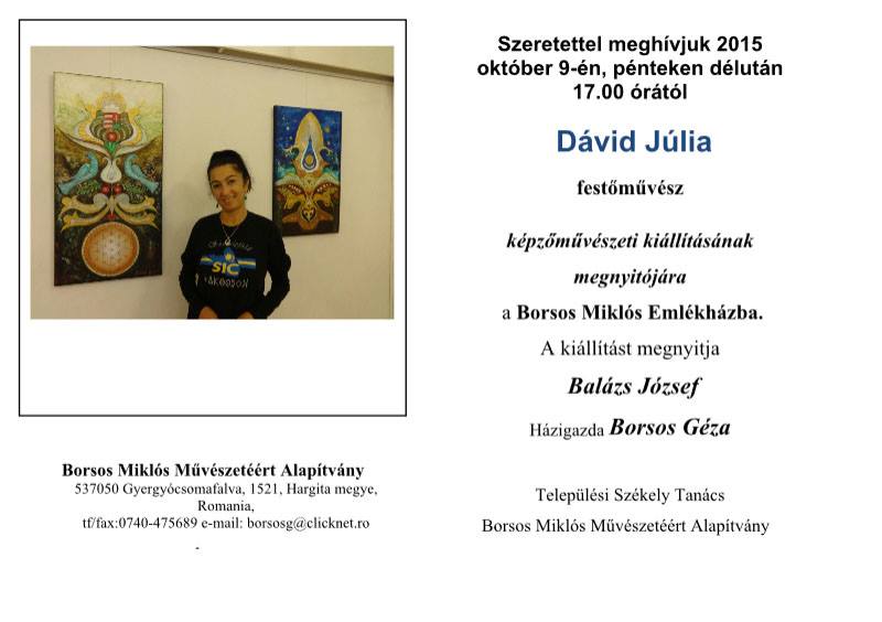 Önálló kiállítás Gyergyócsomafalván